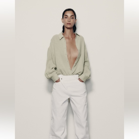 NWT Zara Oversized Linen Shirt - Picture 2 of 8